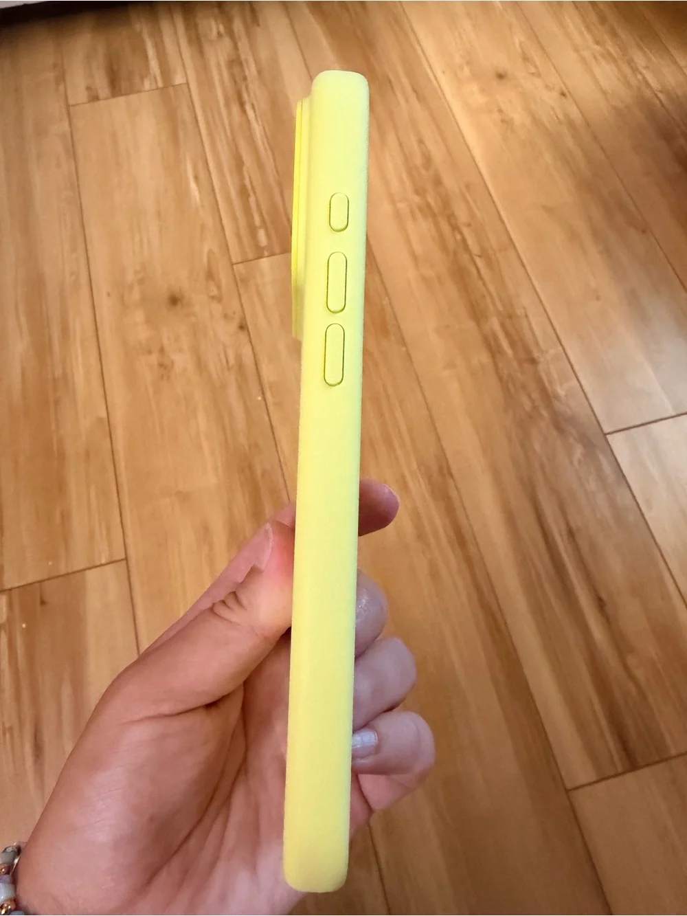 Apple Silicone iPhone Case in neon yellow. iPhone 17 pro max
